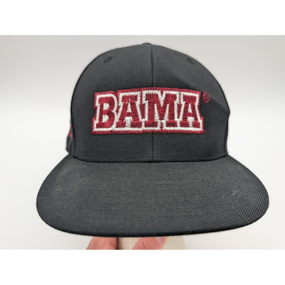 Lids Alabama Crimson Tide BAMA Roll Tide Fitted Hat 7 3/4 Black Wool Blend Cap